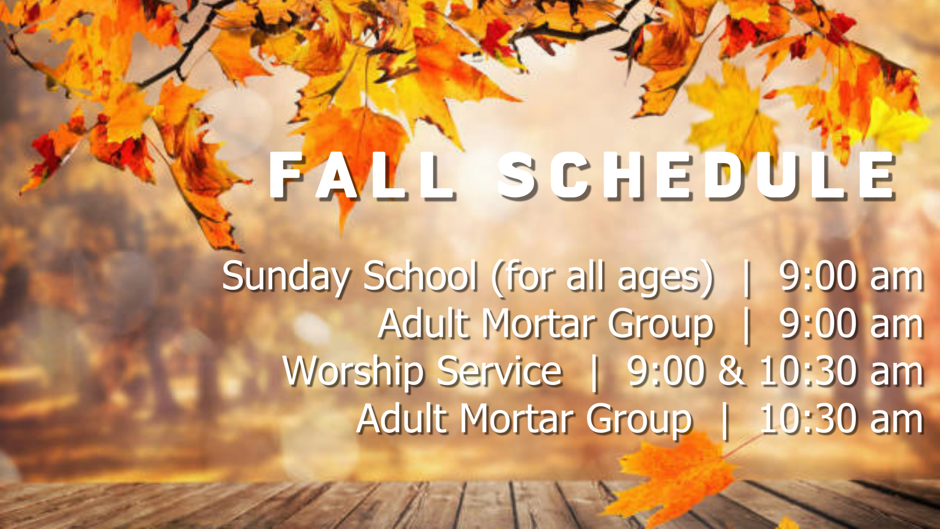 FALL SCHEDULE | The Red Brick Church